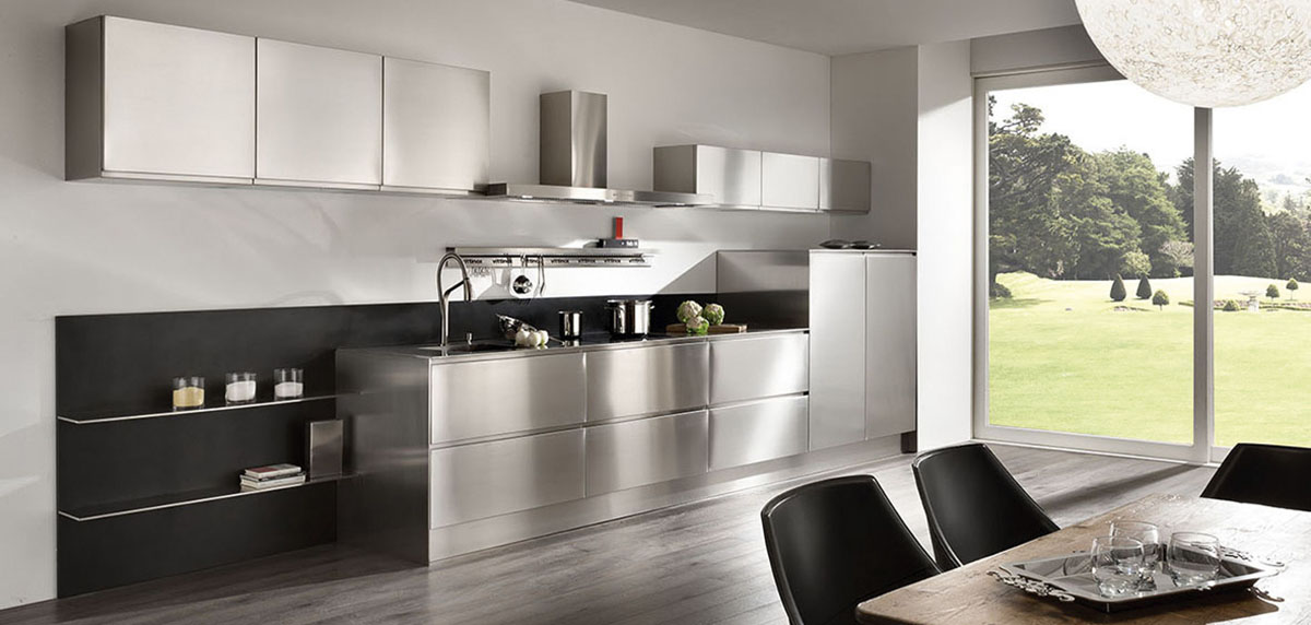 façades de cuisine en inox