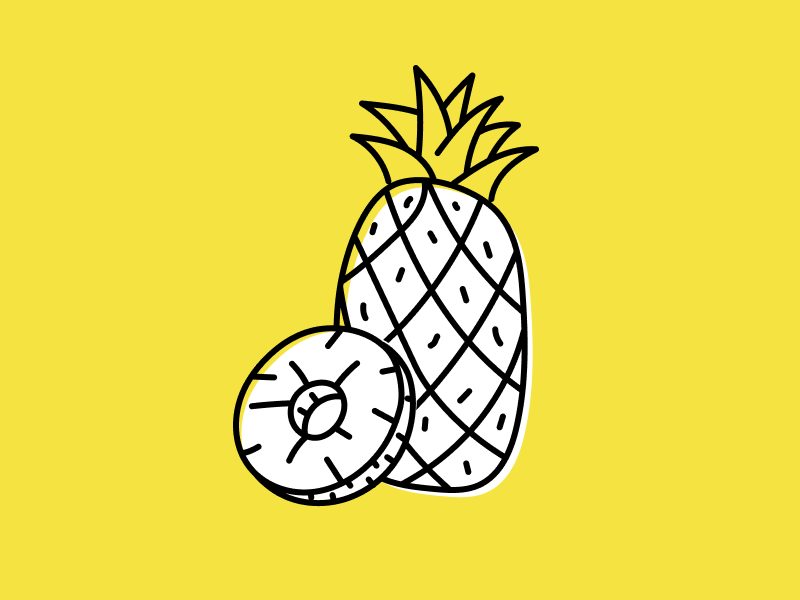 Illustrations of pineapples on a yellow colored background