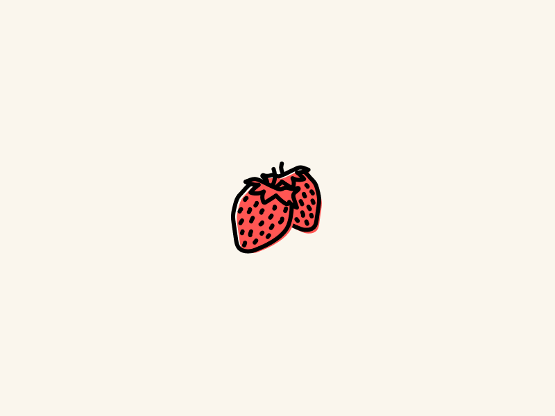 Illustrations of red strawberries on a beige colored background