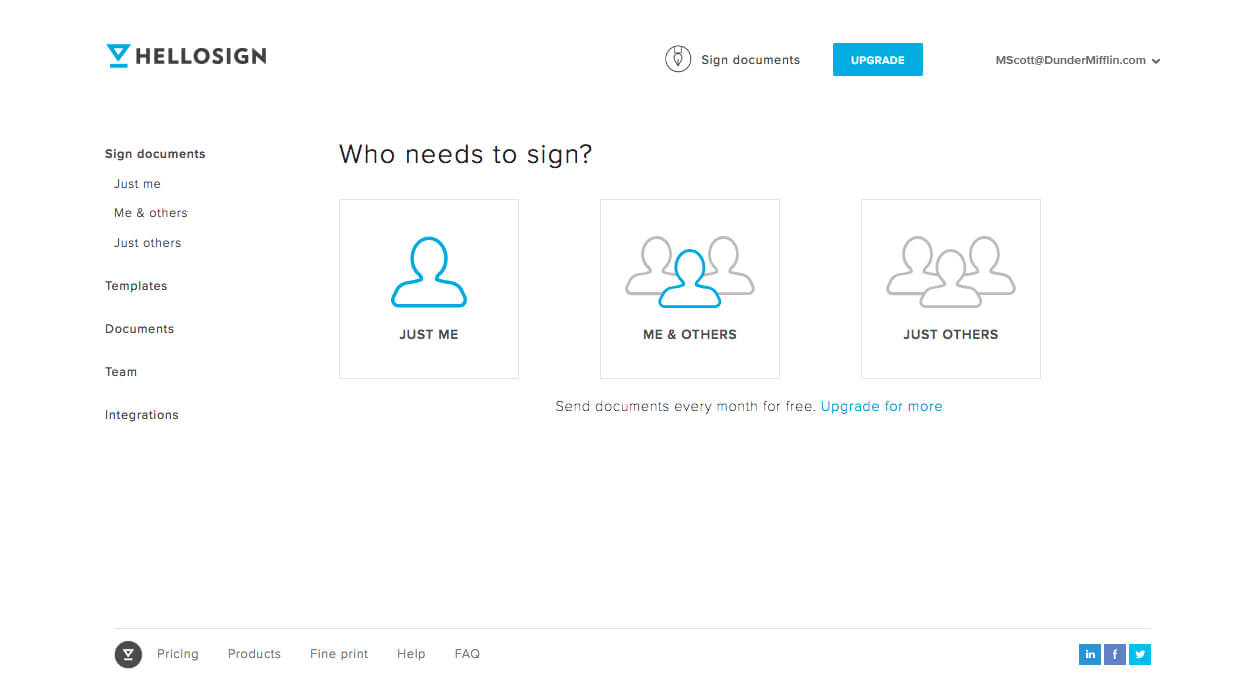 HelloSign product screenshot