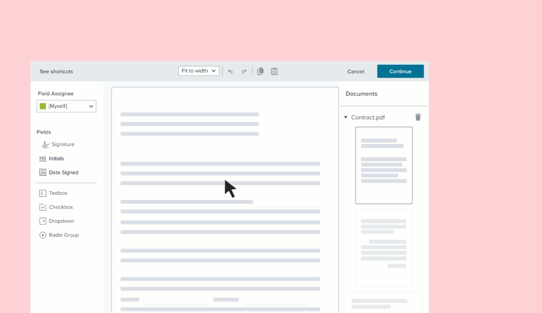 Animation of the HelloSign signing experience