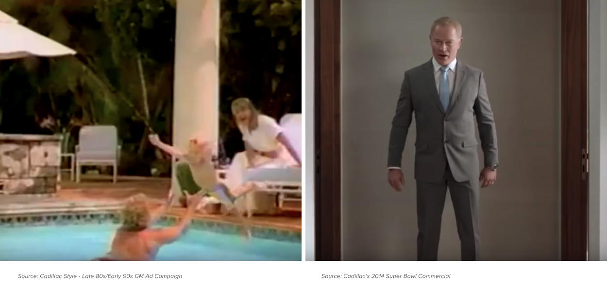 Comparison of early 1990s GM ad and an ad from GM in 2014