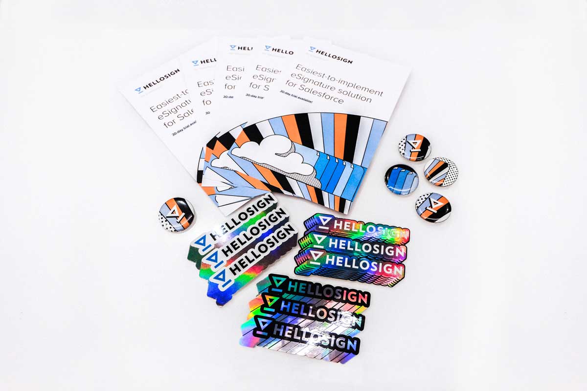 Chart showing HelloSign-branded swag for Dreamforce conference 2018