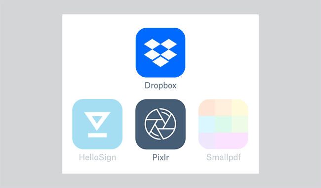 Animated graphic showing Dropbox and their various ecosystem partners