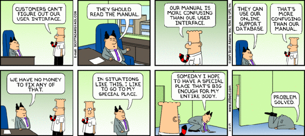 A Dilbert cartoon strip