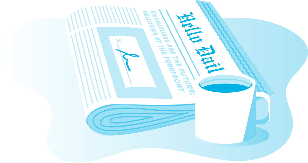 A newspaper and cup of coffee over a blue background blog
