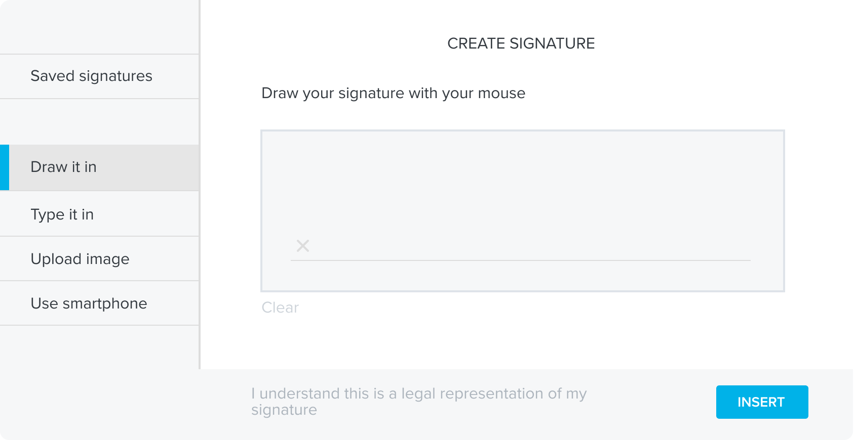 HelloSign create signature screenshot