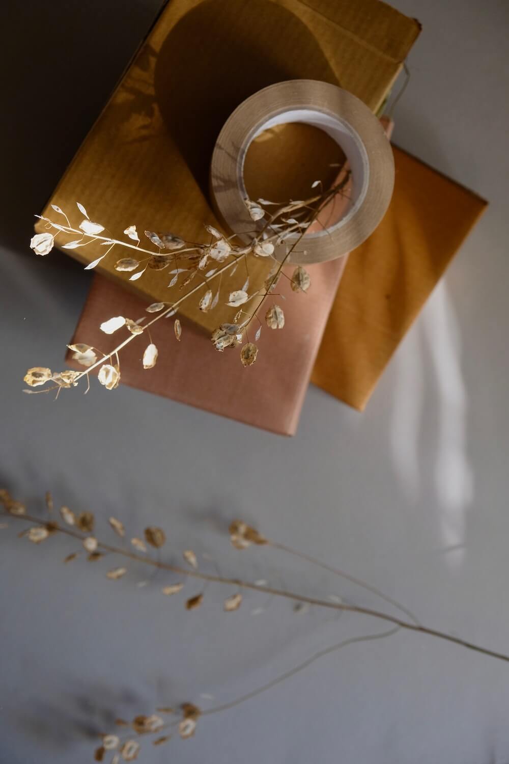 Paper tape and cardboard boxes