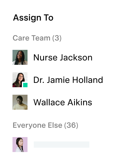 Assigning a task to others on the care team