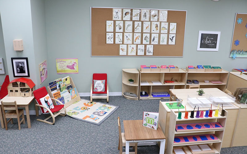 Classroom view from Pioneer Montessori Pre K school 