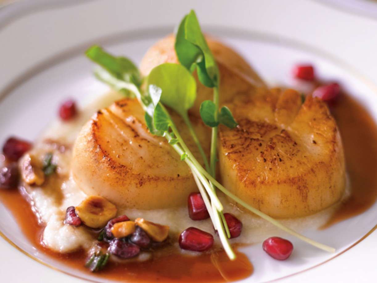 Seared Scallops With Hazelnut POM Brown Butter Sauce POM Wonderful