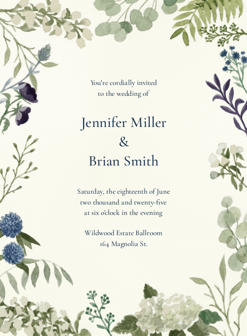 Green Floral Watercolor Invitation | Evite