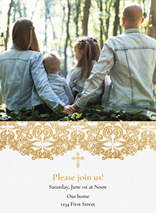 Golden Christening Evite