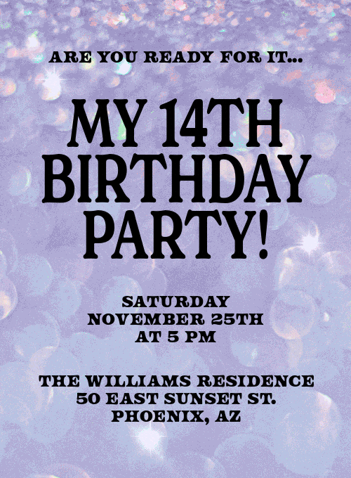 Sequins & Sparkles Evite