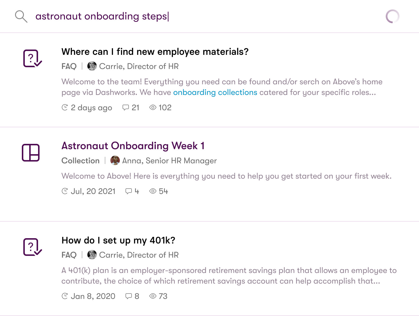 Search query results for HR