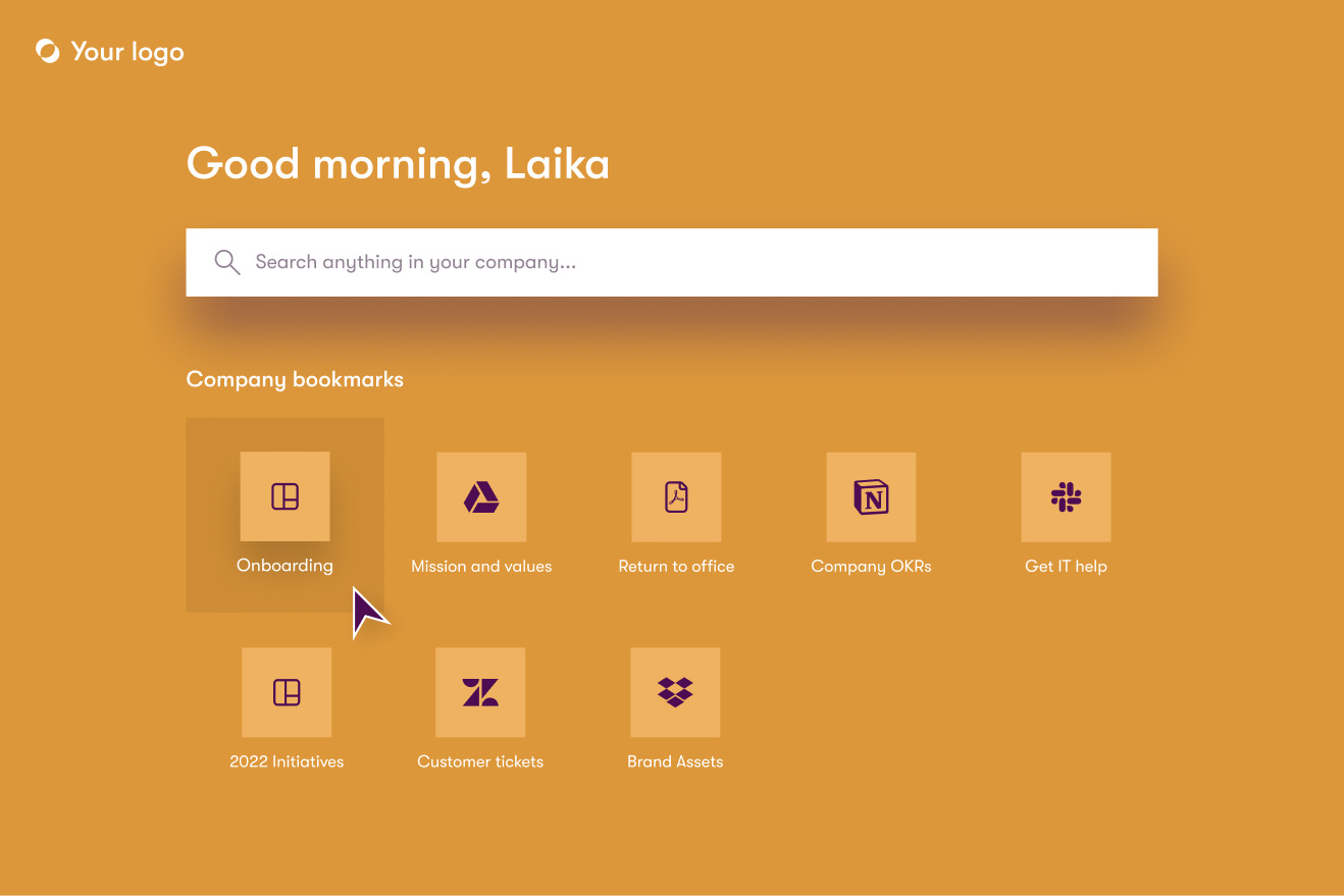 Search screen of the Dashworks UI with a solid background