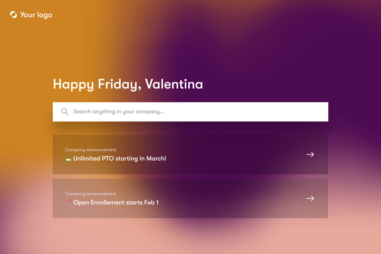 Search screen of the Dashworks UI with a gradient background