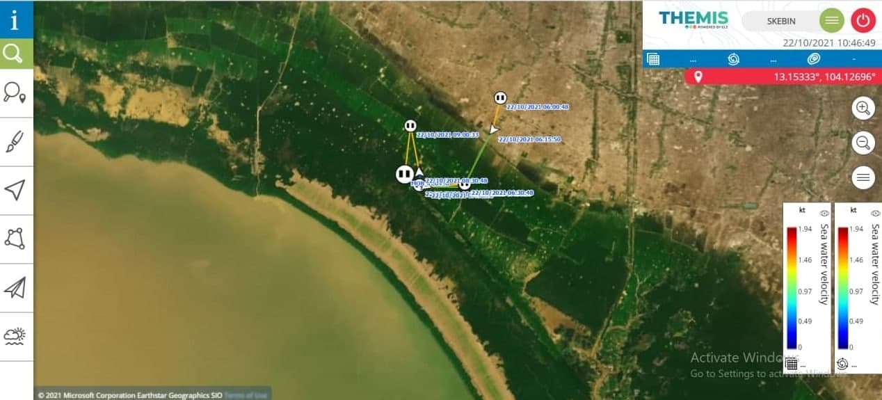 CLS tracking map of boat in Sihanoukville