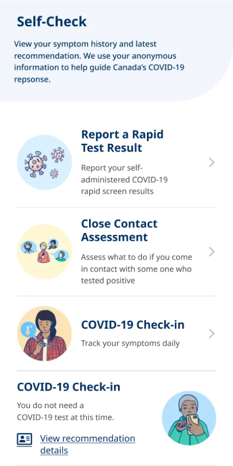Phone Mockup Showing Self Check Options