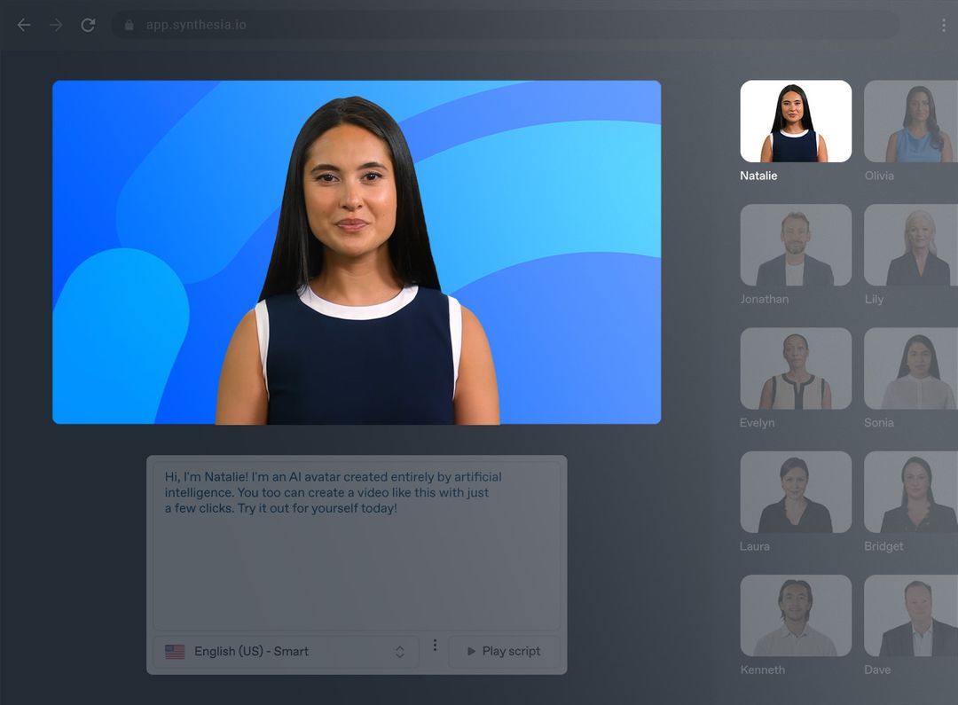 1 Free AI Video Generator Synthesia STUDIO