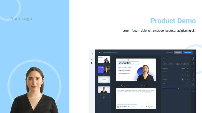 A still from a product video template with an AI avatar
