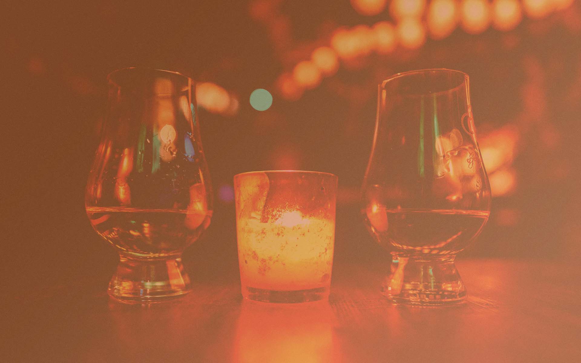 Candle and drinks