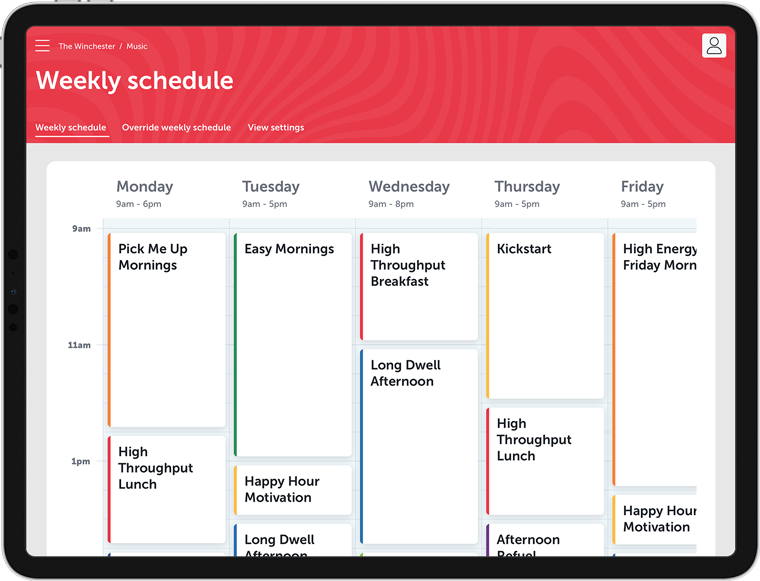 iPad showing music schedule