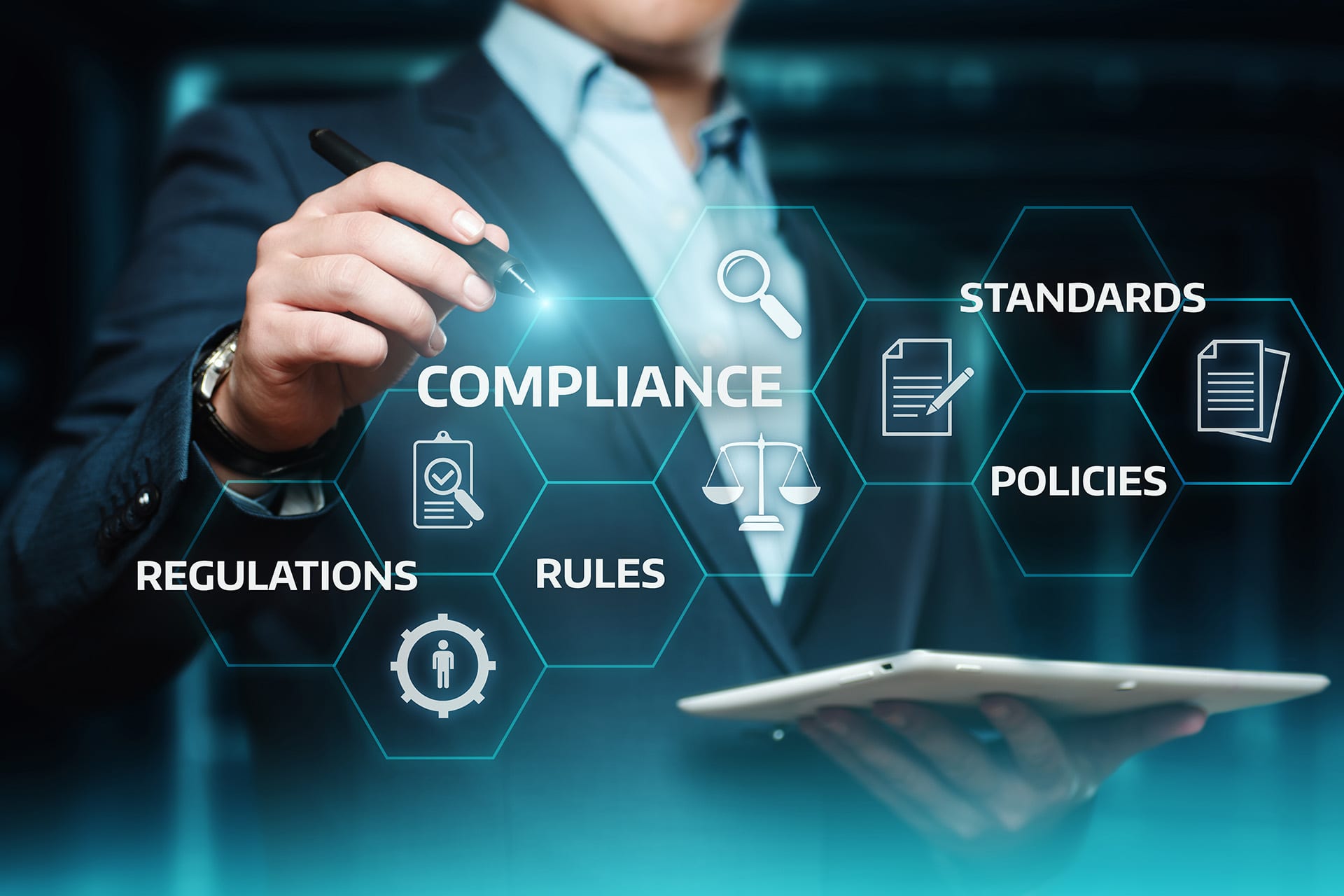 Compliance Rules Law Regulation Policy Business Technology concept.