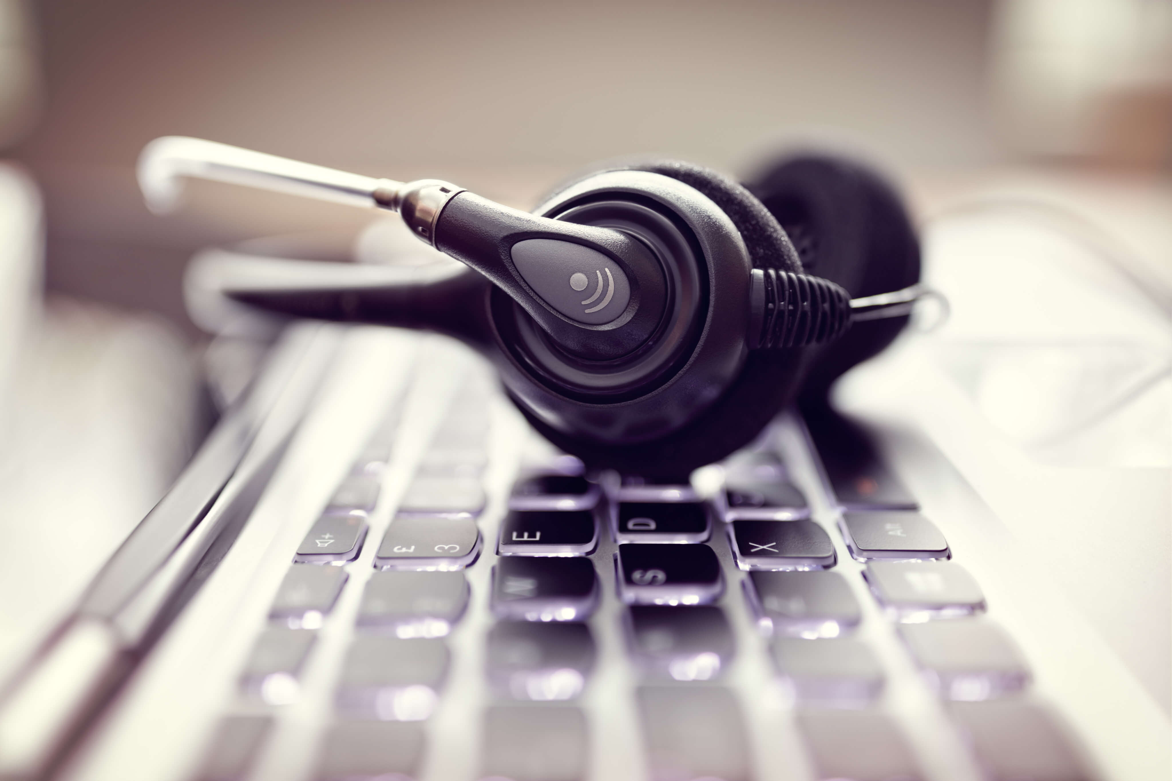 Headphones on keyboard