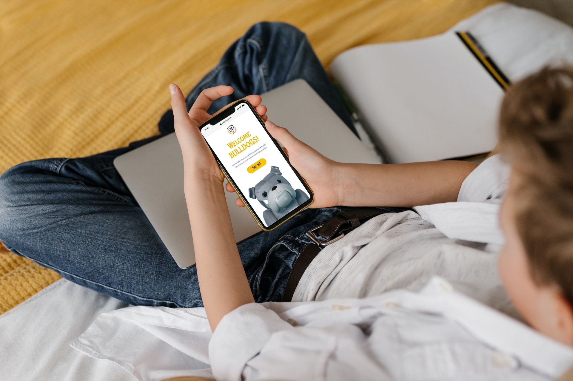 Man looking at smartphone