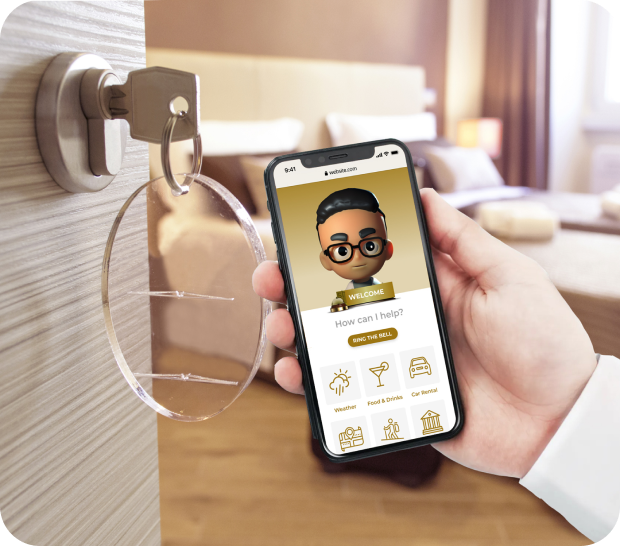 Using smartphone at hotel