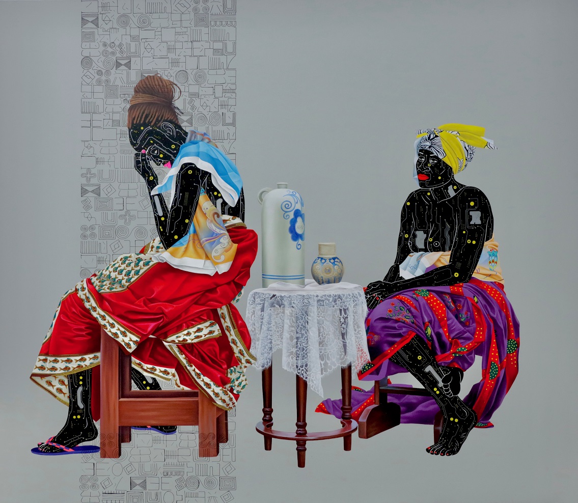 Eddy Kamuanga Ilunga, Fragile 9 , 2018. Acrylic and oil on canvas, 179.5x206.5 cm. Courtesy of October Gallery.