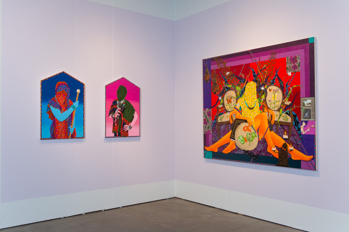 Amir H. Fallah, Calling On The Past , 2018, acrylic on canvas, 60 x 48 inches. Image courtesy the artist and Shulamit Nazarian, Los Angeles.