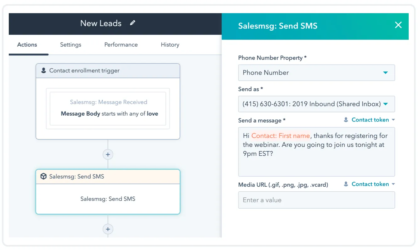 HubSpot SMS Texting Integration Connect to Salesmsg