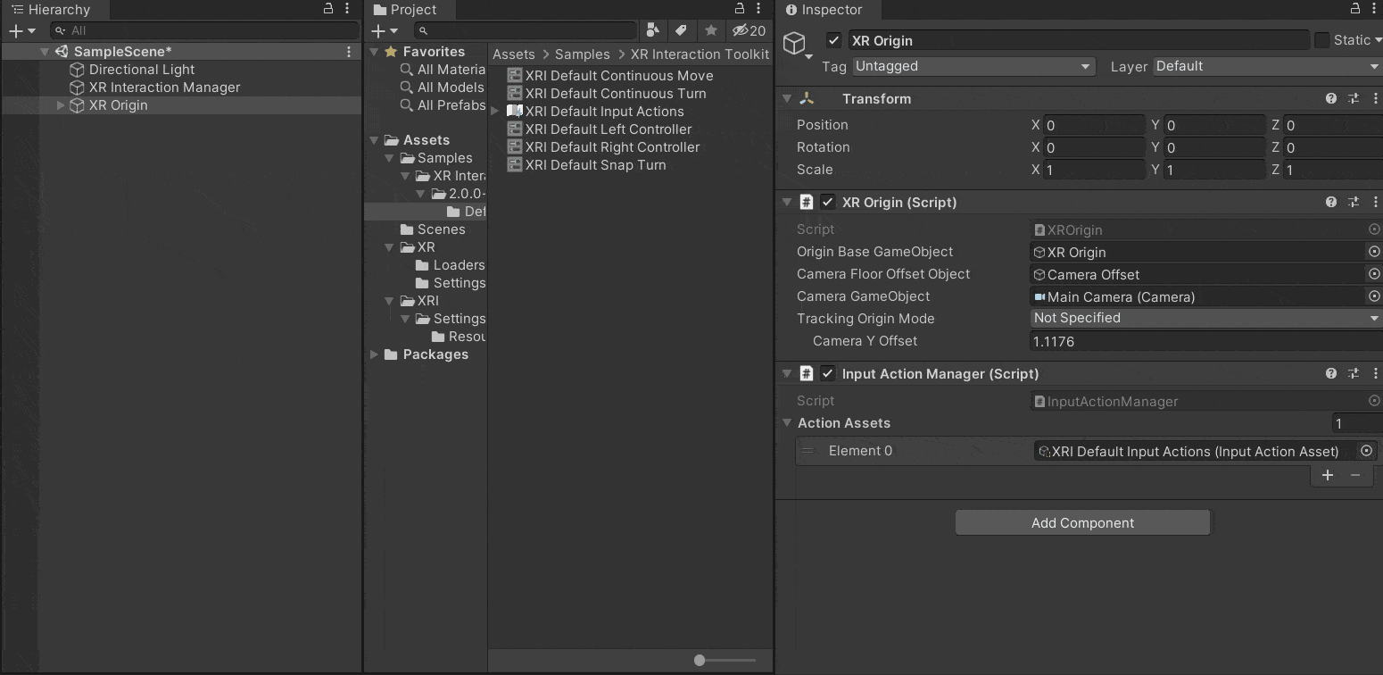 Replace the XR controller components in the Hand Controller game objects of the rig.