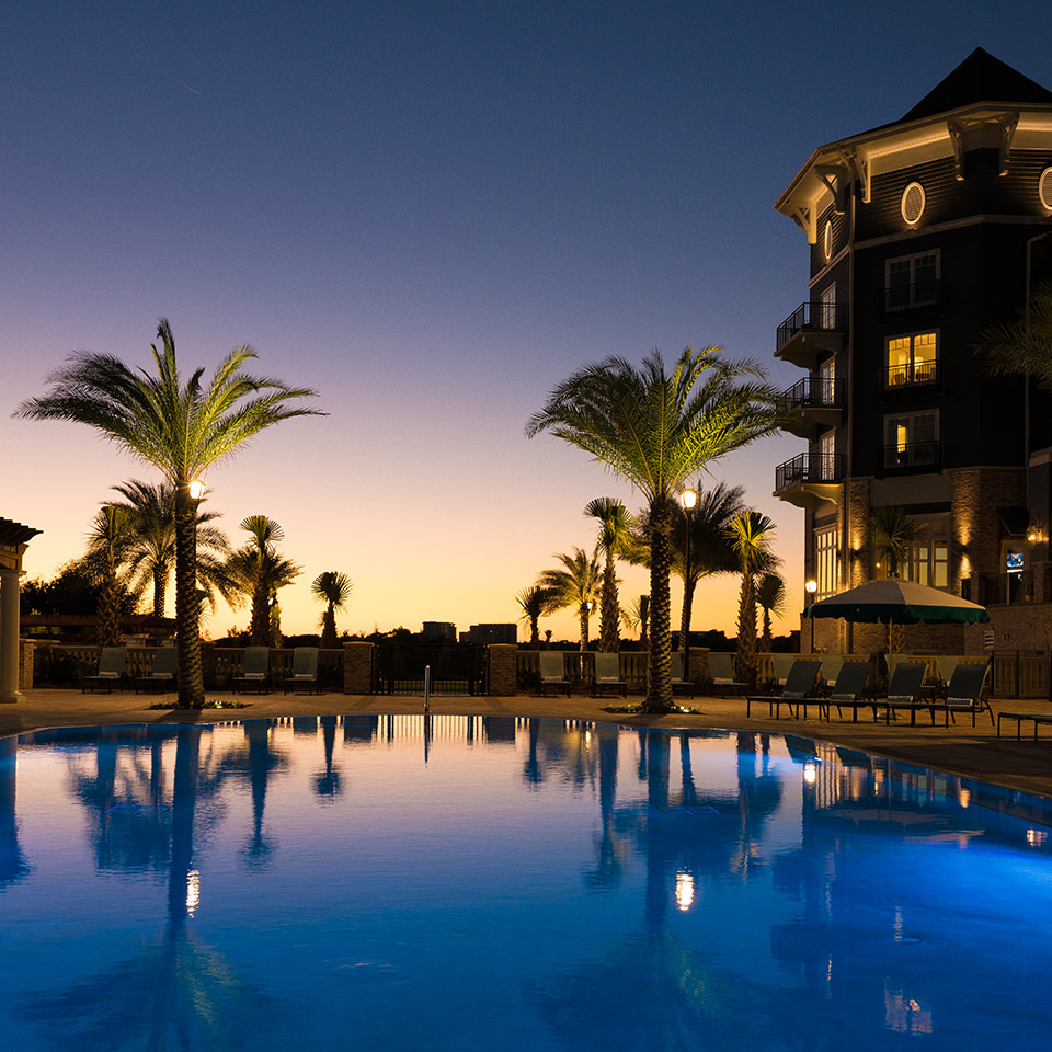 The pool in the evening