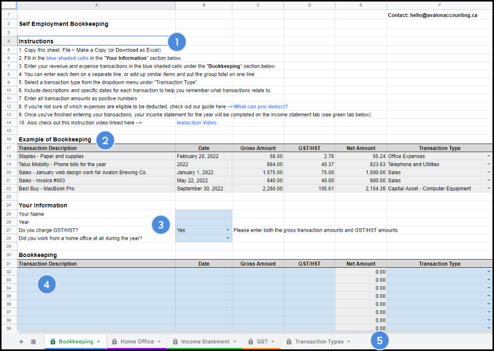 Bookkeeping Template Google Sheet