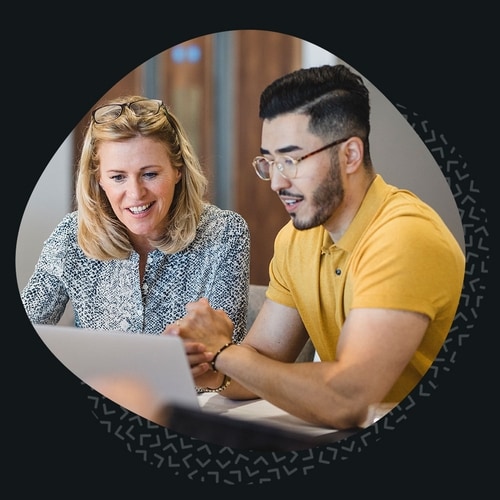 two coworkers working on a project