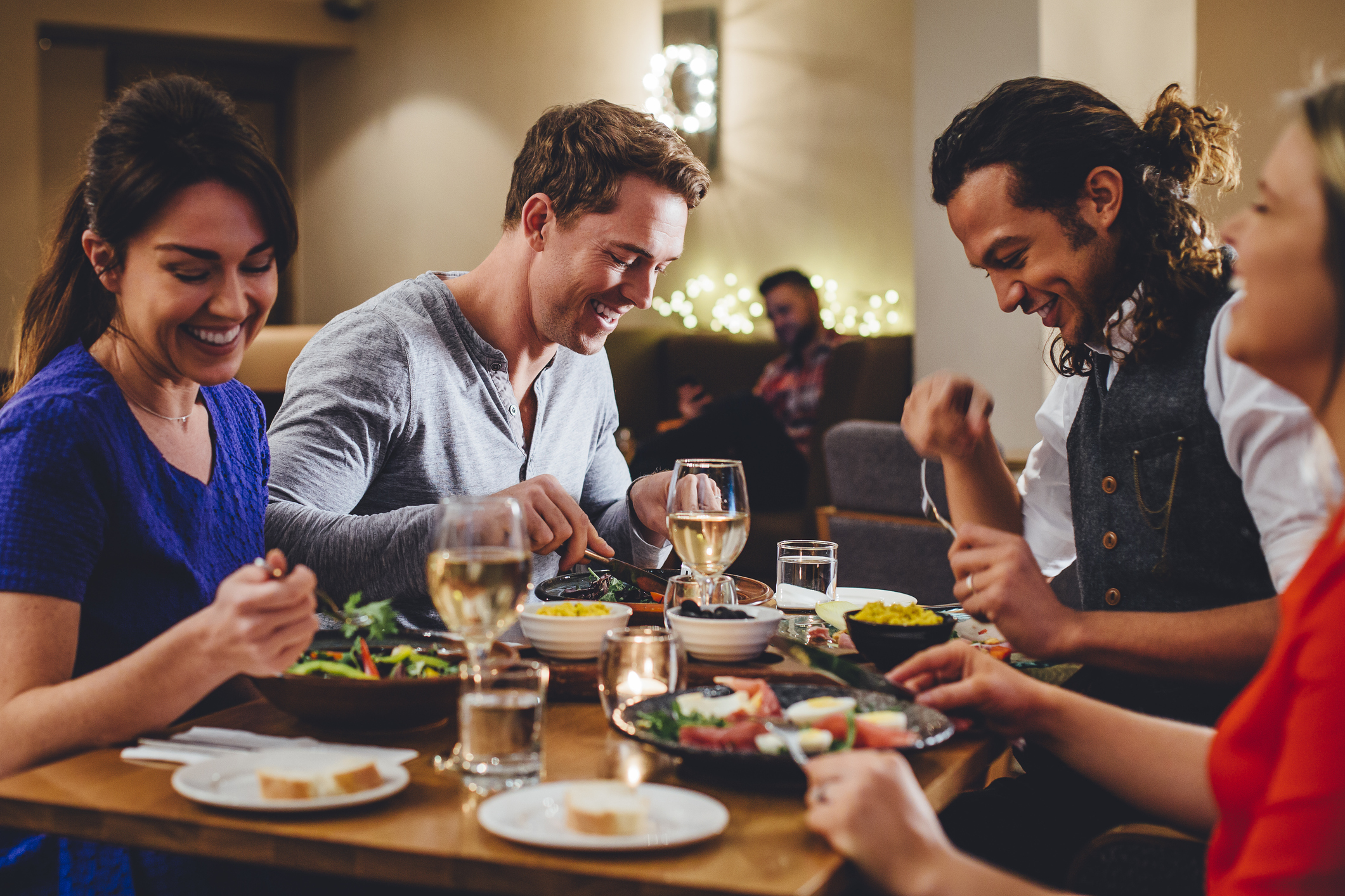 Group of friends eating a meal