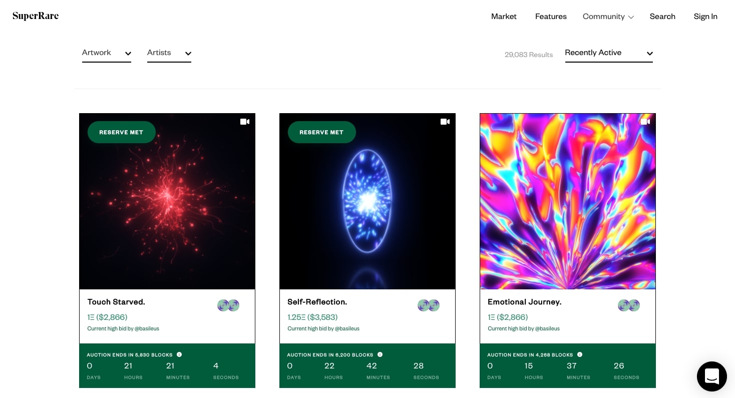 SuperRare NFT marketplace