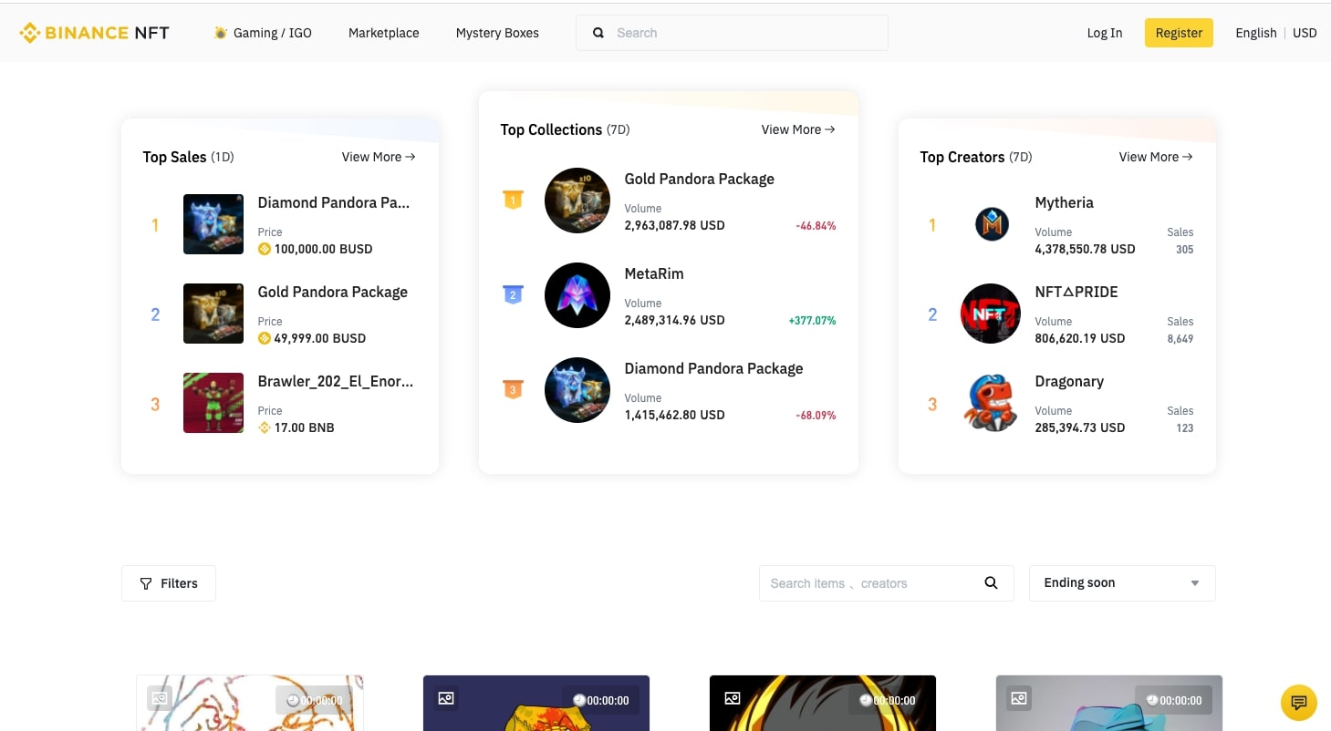 Binance NFT marketplace