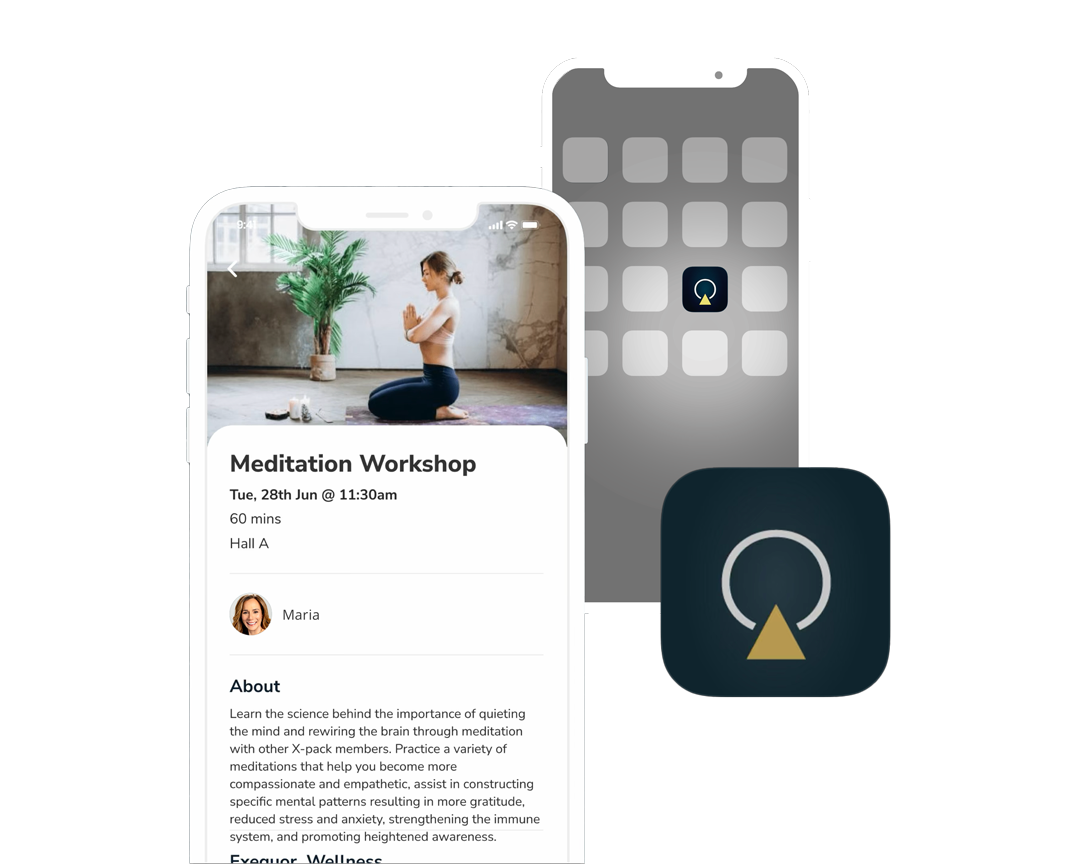Mockup of the Exequor Wellness Phone app