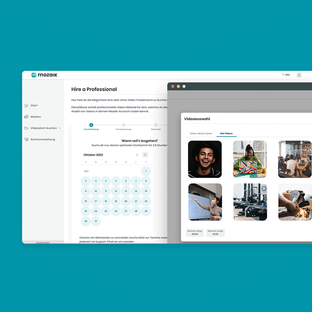 Videographer Booking via Mozaik Web-App