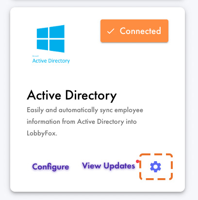 Screenshot in LobbyFox showing where the settings of Active Directory can be found.