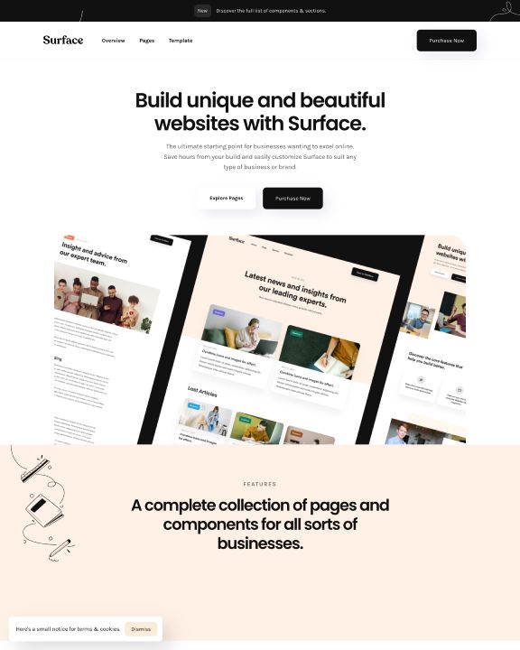 Beautiful Startup Webflow Template Surface | FlowRadar