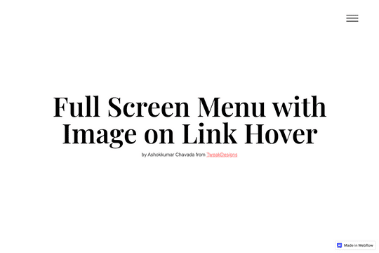 Full Screen Menu with Image Hover