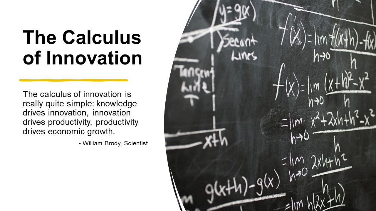 What is the Calculus of Innovation? The Calculus of Innovation is Really Quite Simple: Knowledge Drives Innovation, Innovation Drives Productivity, Productivity Drives Economic Growth