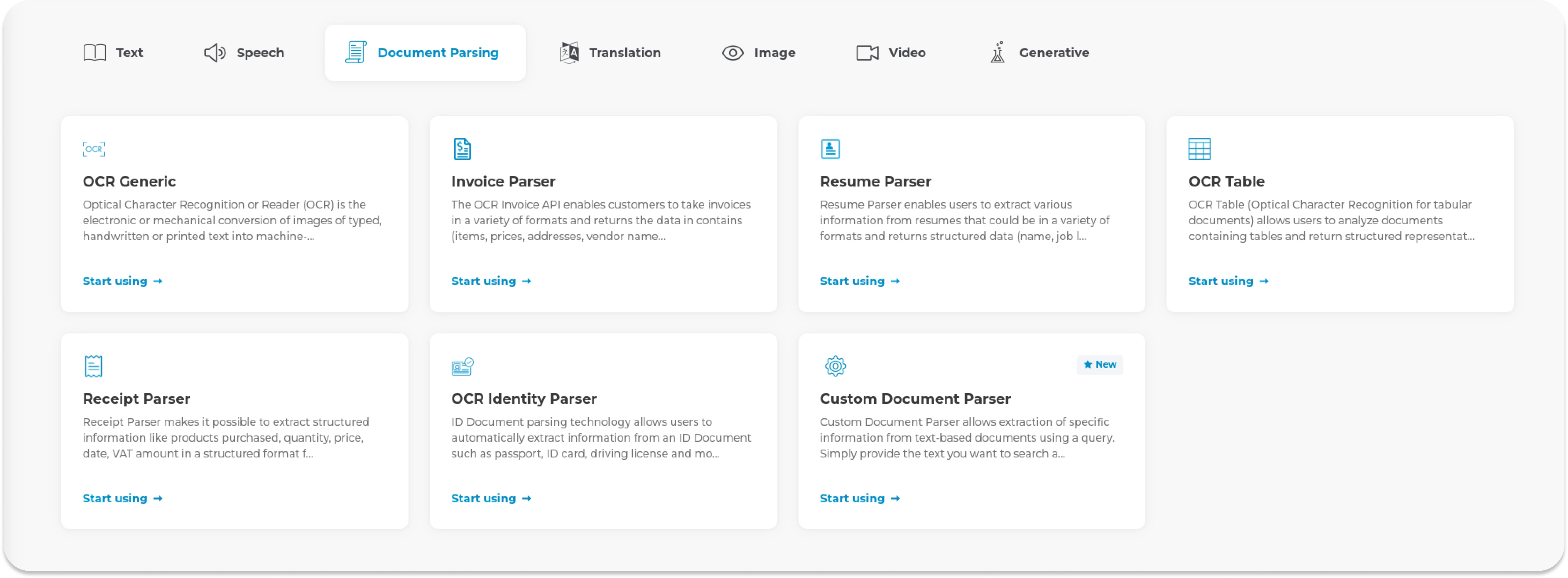 Document Parsing technologies