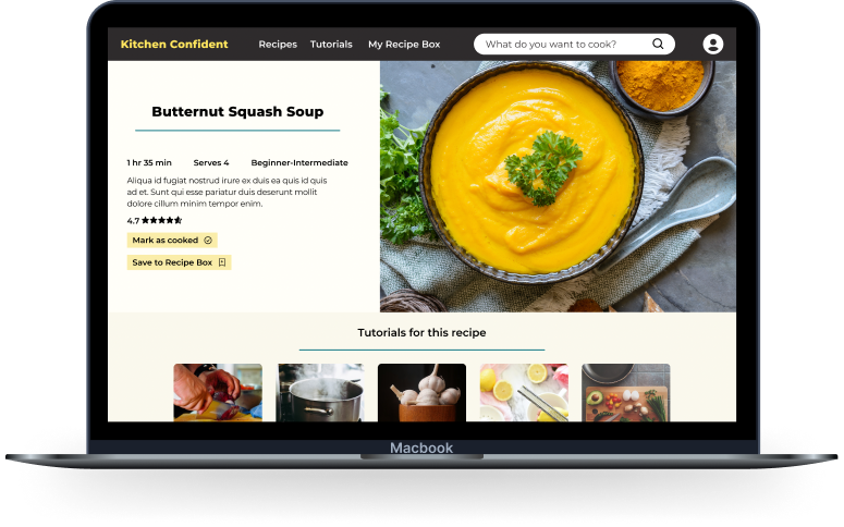 Recipe page hero section on desktop