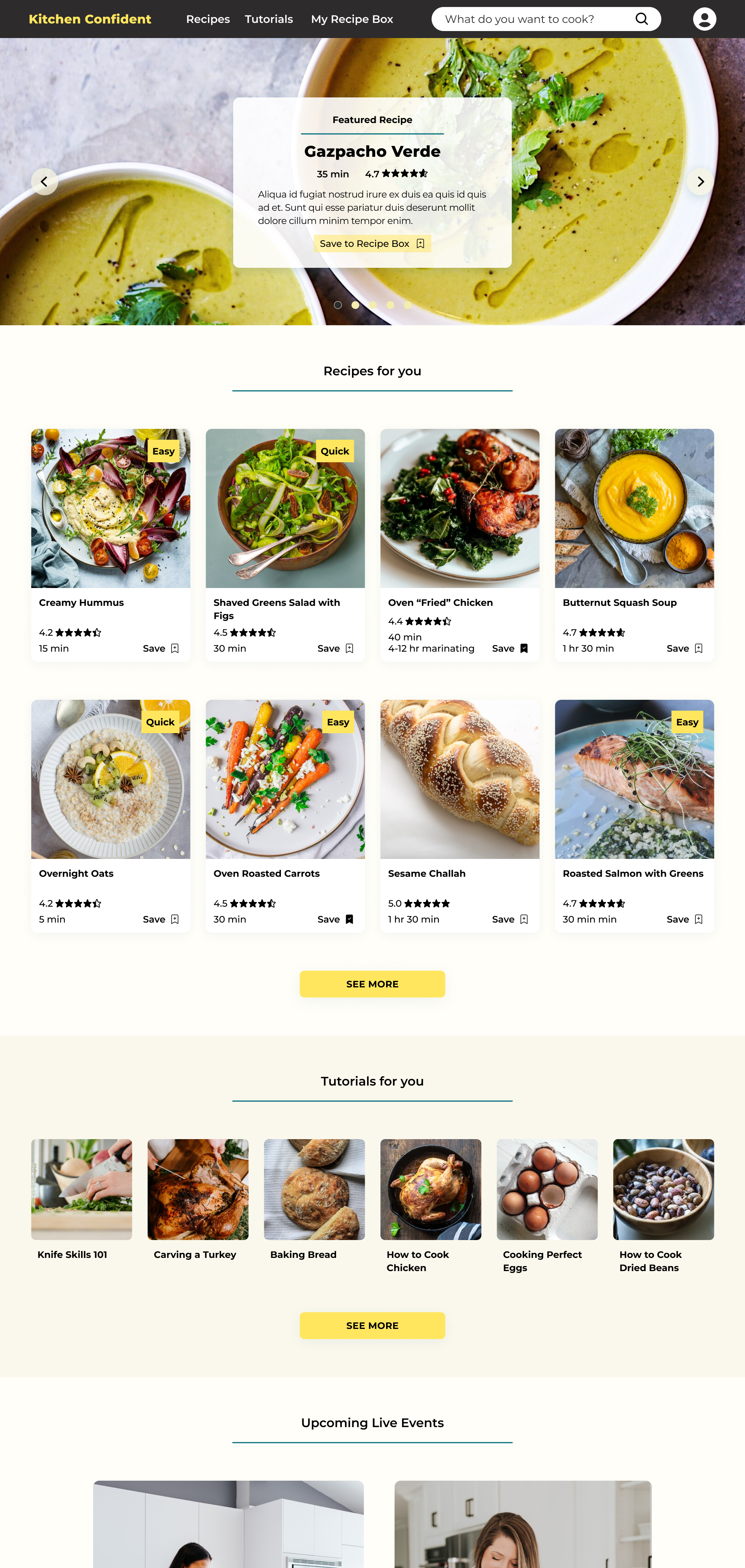 High fidelity mockup of desktop size of home page